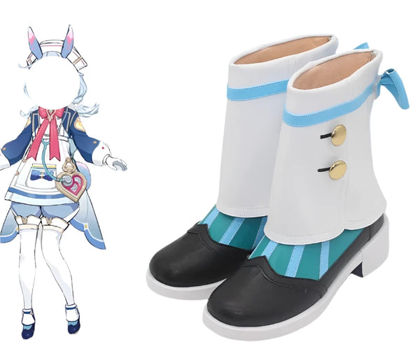 Genshing and Impacts Sigewinnene Cosplay Prop shoes White Cute Water Country head nurse customize Mid-calf boots B