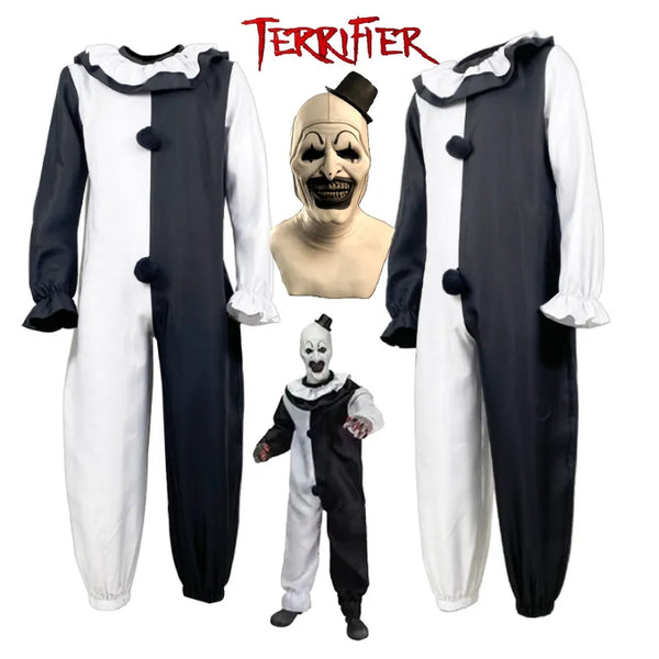 Art The Clown Cosplay ITerrifier Cosplay Costume Horror COS Clown Bodysuit Mask Full Suit Halloween Party Costumes for Men Adult