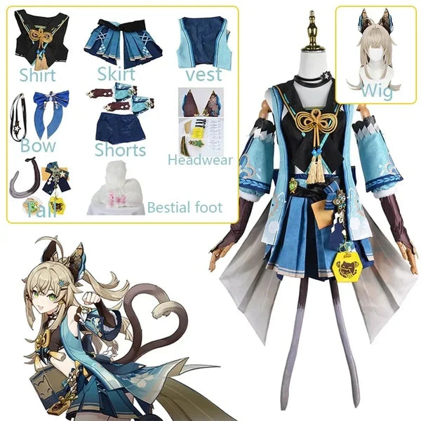Genshing and Impacts Kirarara Cosplay Costume Full Set Role Playing Accessories Cosplay Wig Costume