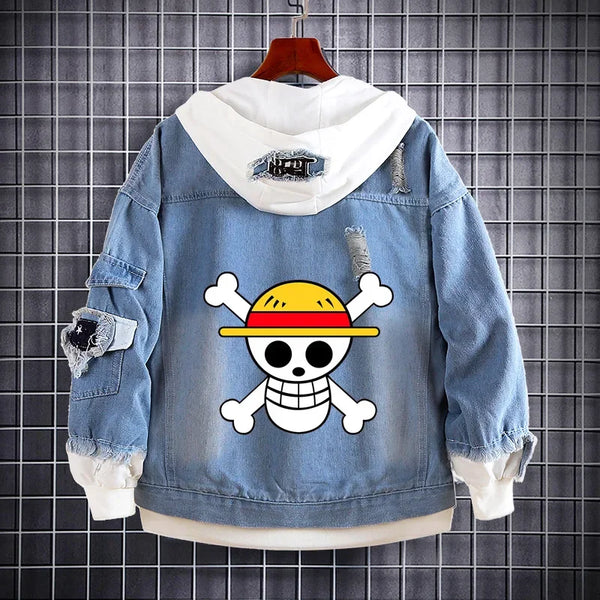One and Piece Anime Denim Sweater Two-dimensional Surrounding Spring and Autumn Men and Women Denim Jacket Jacket