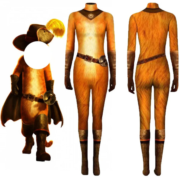 In Boots Cosplay Pussing Costume for Kids Cosplay Jumpsuit Outfits Cat Bodysuit Adult Children Halloween Carnival Suit Clothes