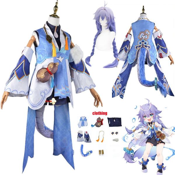 Game Honkai Star Rail Bailu Cosplay Costume Full Set Uniform Outfit Accessories Bai Lu Halloween Party Clothes