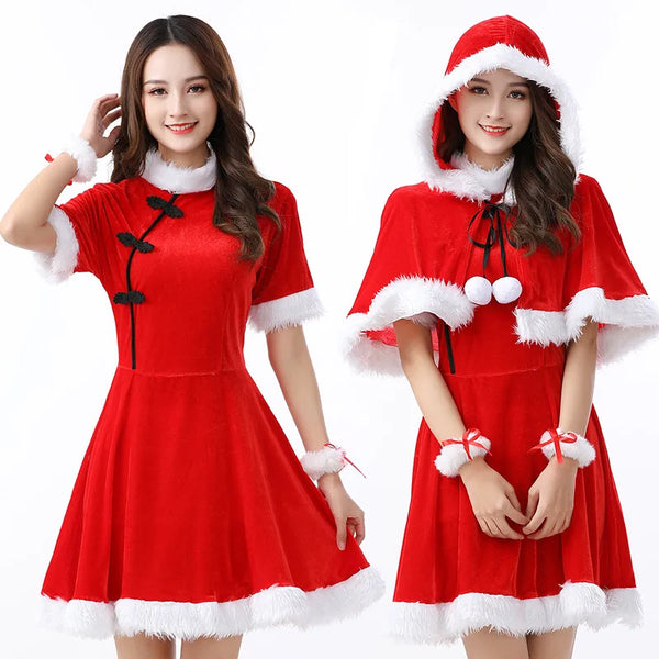 2023 New Christmas Costume Dress Christmas Adult Red Performance Costumes Christmas Party Costumes Performance Cosplay Costumes