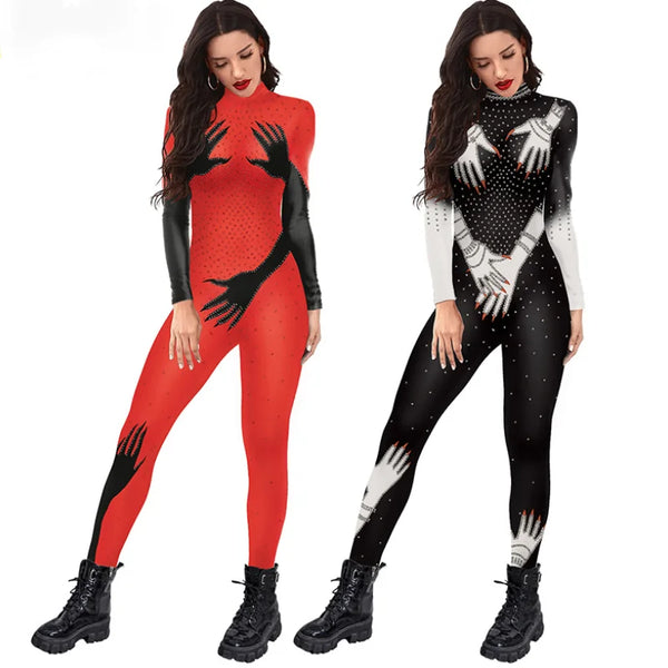 Women Shinny Body Print Funny Cosplay Adult Bodysuits Festival Costumes Fancy Dresses Stage Performance mujer