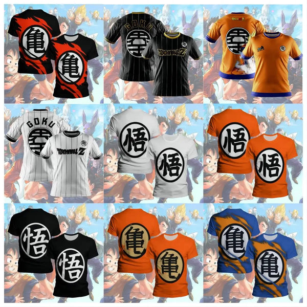 DB Goku Cosplay T Shirts  Super Saiyan Boys Kids Clothes Short Sleeve T-shirt White Black Orange Breathable Jersey