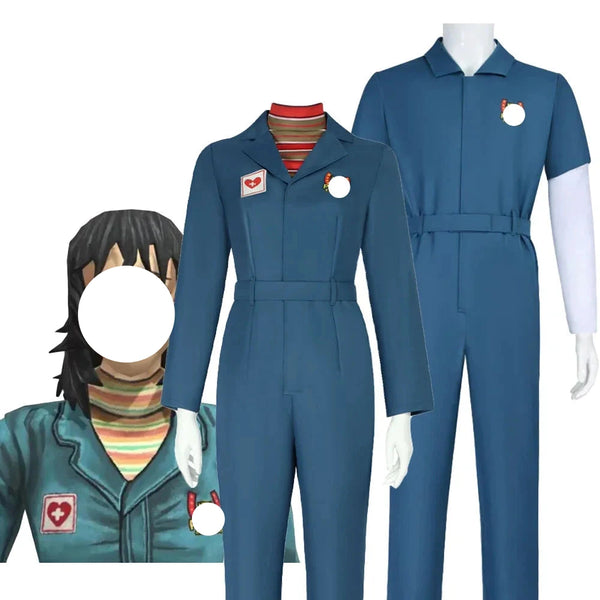 Anyaya Cosplay Dark Blue Jumpsuit with Belt Costume Game Mouth a washing Jimmymy Women Uniform Halloween Fashion Suit Adult