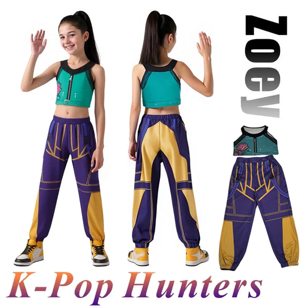 2025 Children Zoey Mira Rumi 3D Print Cosplay Costume Halloween Carnival K-Pop Hunters Girl Group Idol Role Play Dress Up Outfit