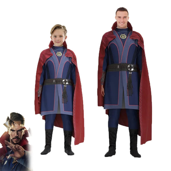 Doctor Superhero Strange Cosplay Costume Anime The Avengers Red Cloak Robe Dress Up Halloween Carnival Party for Kids Adult