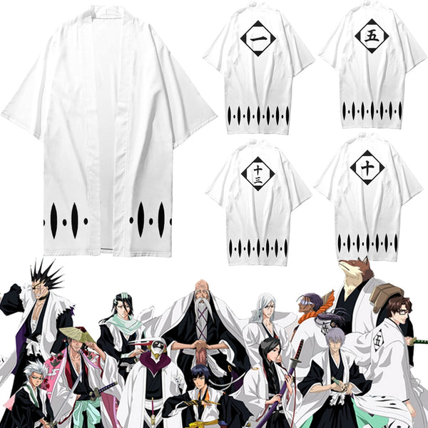 Anime BleachH Gotei 13 Kyoraku Shunsui Cosplay Costume Men Cloak Robe Roleplay Fantasia Halloween Carnival Clothes For Disguise