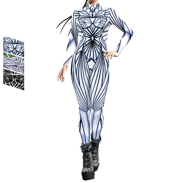Halloween Woman Jumpsuit Holiday Party Funny Bodysuit Stage Performance Long Sleeve Designer 3D Print Cosplay Costumes