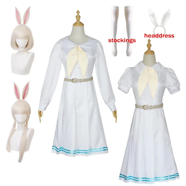 Anime Beastars Haru Cosplay Costume Lolita Dress JK Uniform Haru Wig Ears White Rabbit Halloween Costume for Women