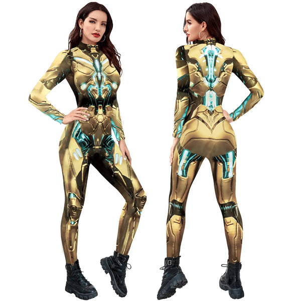 Retro Mechanicaca Cosplay Jumpsuit Catsuit Sexy Women Cosplay Costumes Cyberpunk Zentai Halloween Bodysuit