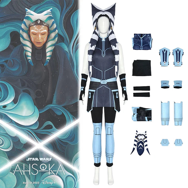 Star cos Wars Ahsoka Tano Cosplay Costume for Women Kids The Clone Wars Jedi Knight Ahsoka Tano Uniform Hat Halloween Costumes