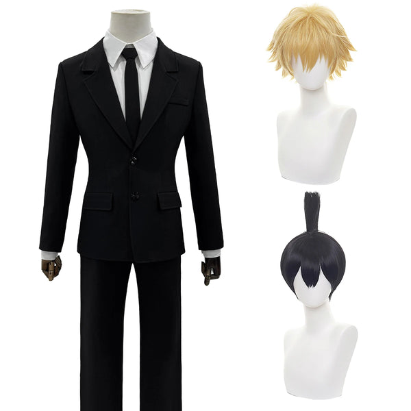 Chainsawaw Anime Denjnj Akiki Cosplay Costume Wig Halloween Christmas Convention Black Suit Shirt Pant Tie Daily