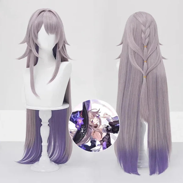 The Herta Cosplay Wig 95cm Long Straight Purple Mixed Wig Cosplay Anime Cosplay Wig Heat Resistant Synthetic Wig