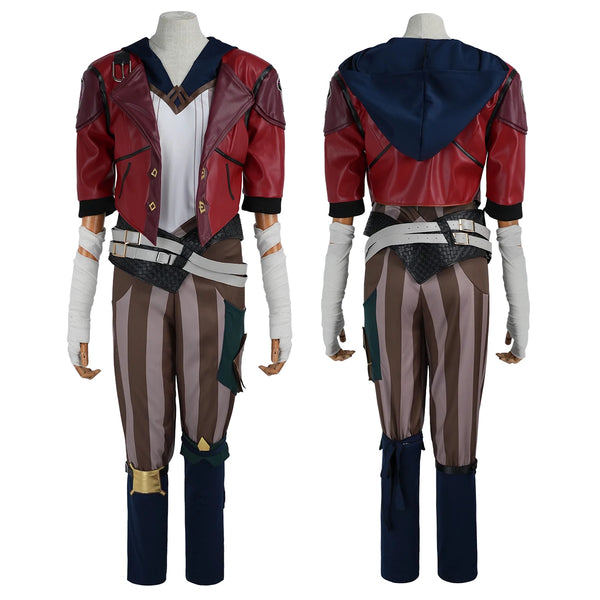 LOLol Game Vi The Piltoverer Enforcece Cosplay Costume Wig Faux Leather Jacket  Halloween Christmas Convention Pants Vest