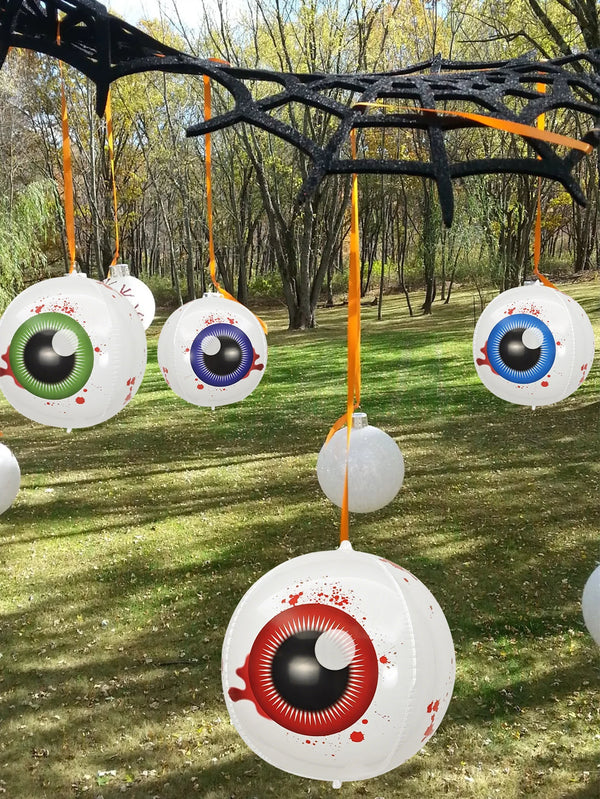 2/4pcs Halloween horror ghost eye balloons, 15 inch 4D aluminum film balloons, suitable for Halloween theme party decorations.