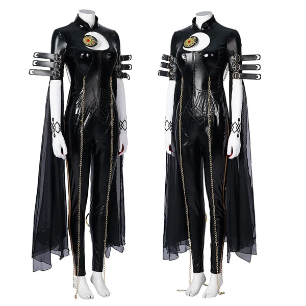 Bayonetta Cosplay Costume Bodysuit Woman Bayonetta Blaco Jumpsuit Halloween Costume with Gloves Headband Bayoneta Cosplay Outfit