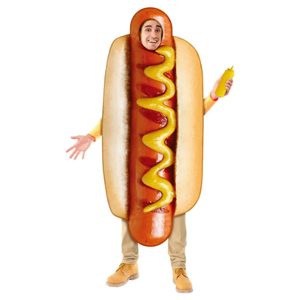Unisex Food Sausage Hot Dog Costume Tunic Sponge Suit Adult Men Women Funny Purim Halloween Party Fancy Dress Cosplay