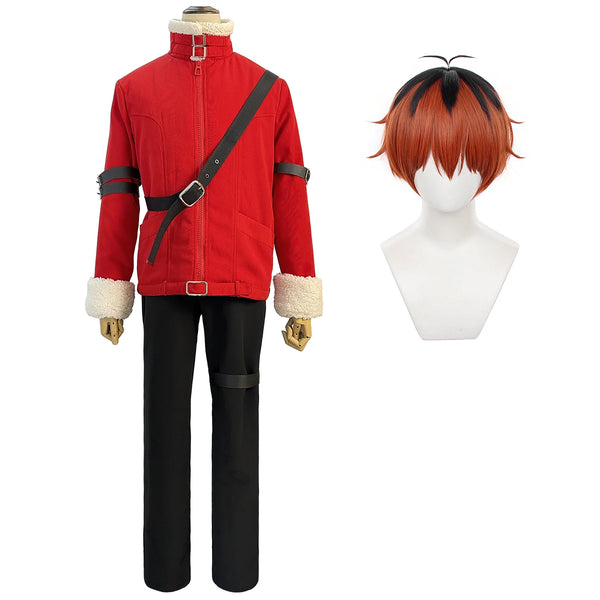 Starkrk Cosplay Costume Wig Frierenen Beyond a Journey's End Anime Red Winter Jacket Black Pants Halloween Christmas Convention