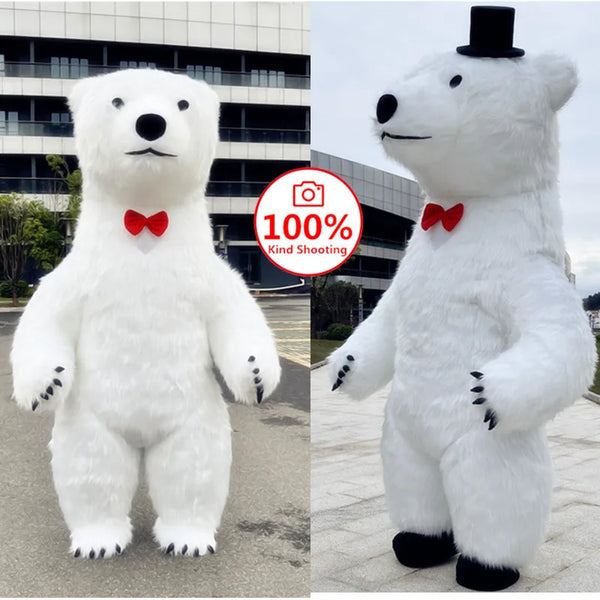 Giant Polar Bear Inflatable Costume Street Funny Polar Bear Mascot Costume Party Cosplay Plush Doll Inflatable Mascot Costume