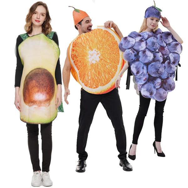 Halloween Funny Adult Fruit Orange Costume Grape Tomato Cosplay Jumpsuit Outfit Carnival Couple Party Purim Fancy Dress