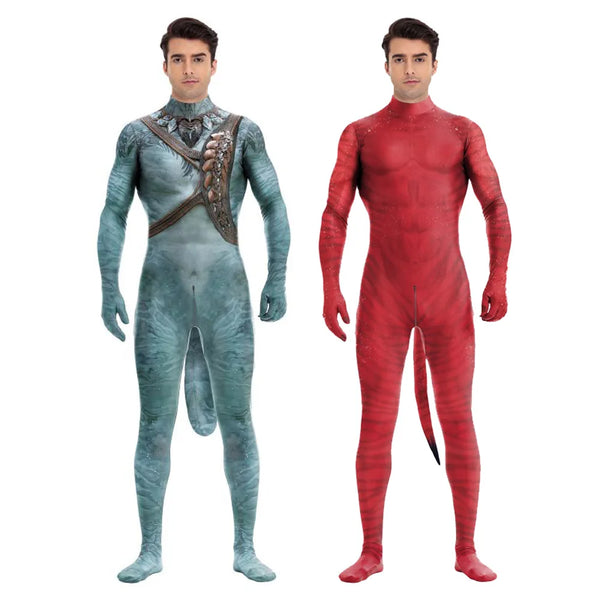Halloween Afanan Movie Character Cosplay Costume Zentai Suit Men's Tight Bodysuit with Tail Carnival Party Stage Performance