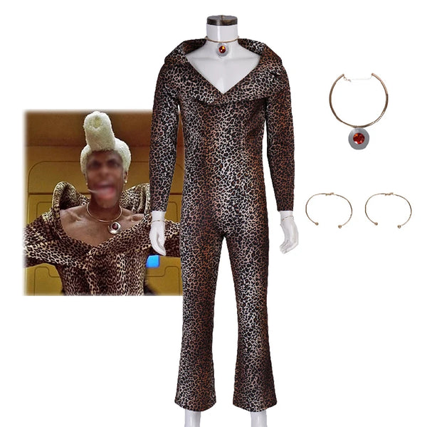 Movie Ruby Cosplay Rhodod Costume Men Funny Outfit Leopard Jumpsuit V-Neck Bodysuit Stage Performer Outfit Halloween Party Suit