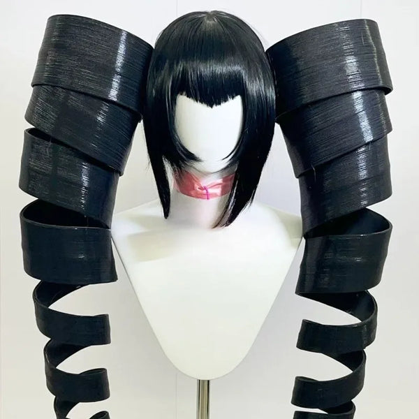 Anime Celestiaia Wig Ludenbergrg Cosplay Yasuhiroro Hair Taekoko Artificial Black Hair Spiral Double Ponytail Role Play Props Accessories
