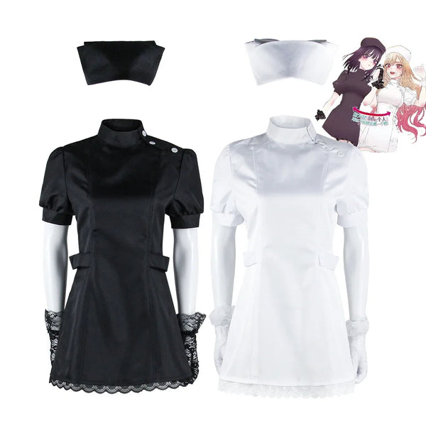 Kuroeoe Shizukuku Kitagawawa Kaimonon Nurse Uniform Cosplay Costume Stockings + Lace Gloves Sexy Slim Style
