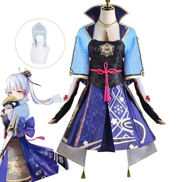 Game Genshing and Impacts Kamisatoto Ayakaka Cosplay Costume Outfit Fan Dress Wig Shoes Cosplay Anime for Role Play Outfit for Women