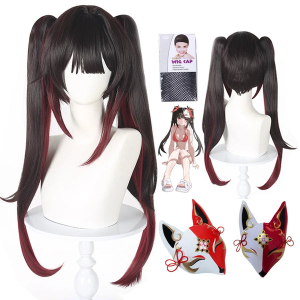 Hot Honkai:Star Rail Elation Sparkle Cosplay Wig Decor Japanese Full Face Fox Mask Halloween Party Rave Mask Dance Face Prop