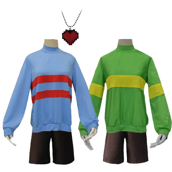 Anime Game Undertalele Charara Frisksk Cosplay Costume Necklace High Collar Sweatshirts Shorts Props Halloween Adult Men Women Clothes