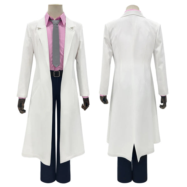 Gintamama Anime Sakatata Ginpapa Cosplay Costume White Coat Pink Shirt Pants Tie Belt Halloween Christmas Animation Convention