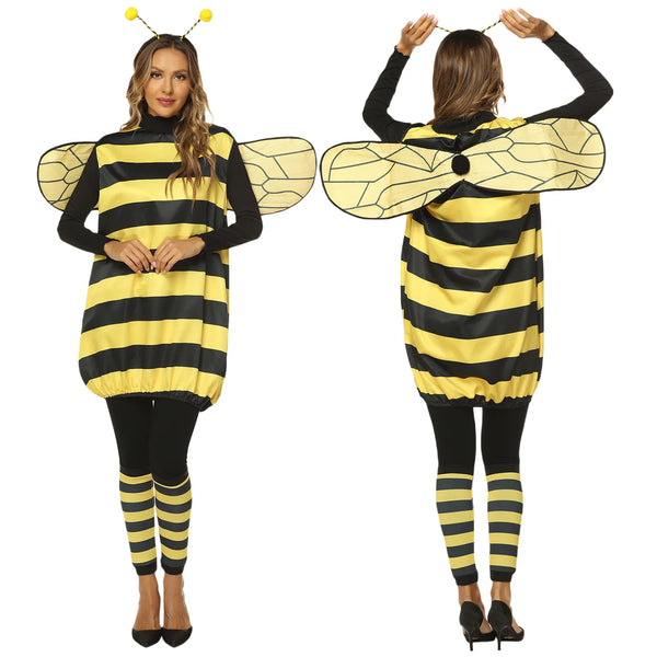 Bee Costumes for Women Halloween Honey oh Bee Costume Adult Kids Little oh Bee Costume Headband+Dress+Wings+Leg Warmers