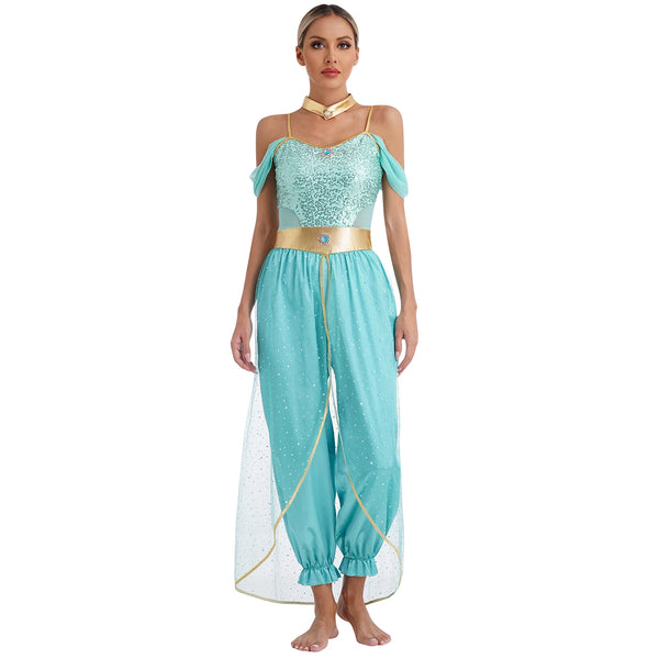 Festival Arabian Princess Costumes Indian Dance Embroider Bollywood Jasmineses Costume Party Halloween Cosplay Jasmineses Outfit