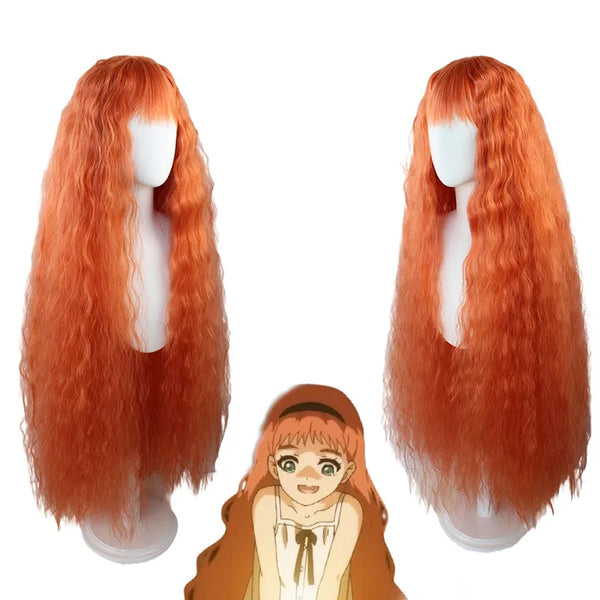 Frillill Wig Wonder an Egg a Priority Cosplay Women 120cm Long Orange Wig Cosplay Anime Cosplay Wigs Heat Resistant Synthetic Wigs Hair