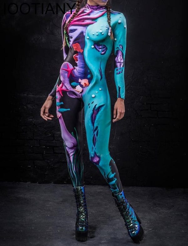 3D Printing Robot Punk Jumpsuit Catsuit Sexy Women Cosplay Costumes Cyberpunk Zentai Halloween Bodysuit