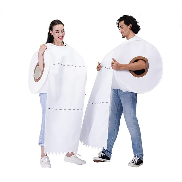 Funny Couples Rolling Paper Cosplay Clothing for Halloween Cos Party Roll Paper Tissue Toilet Paper Costumes Cos for Adults