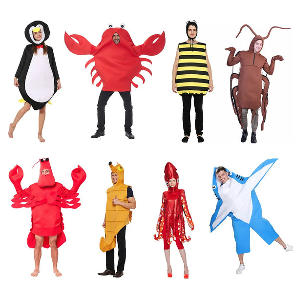 Halloween Costume for Adult Funny Animal Costumes Shark Squid Bee Cosplay Outfit Carnival Party Purim Dress Up One Size