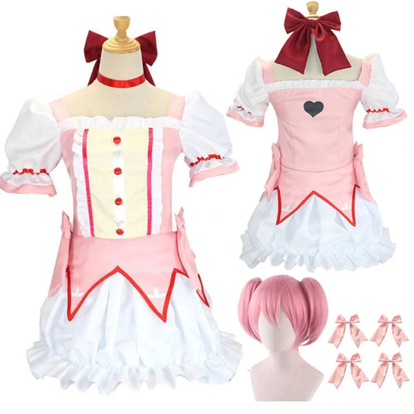 Anime Kaname Madoka Cosplay Costume Magica Kaname Dress Wig Kaname Madoka Outfits for Comic Con