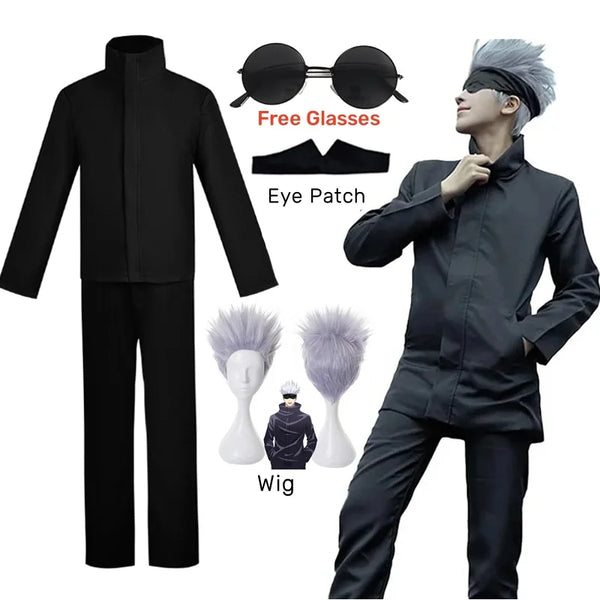 Anime Jujutsusu Cosplay Kaisenen Gojojo Costume Satoruru Eye Patch Wigs Glasses Suit Halloween Costumes for Men