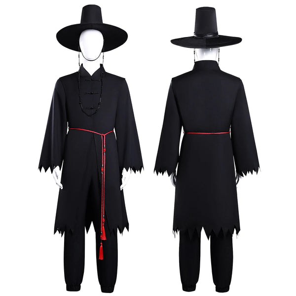 Anime Cosplay Costume Sajaajaa Boys Black Vest Cloak Hat Pants Waist Chain Halloween Christmas Convention Adult Unisex