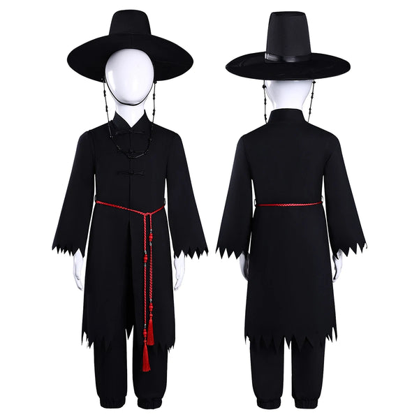 Anime Cosplay Costume Sajaajaa Boys Jinuunuu Abby Black Vest Cloak Hat Pants Waist Chain Halloween Christmas Gift