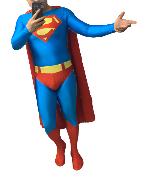 Blue And Red Spandex Super Hero Man Cosplay Costume with Cape Comic Superhero Male Lycra Zentai Bodysuit