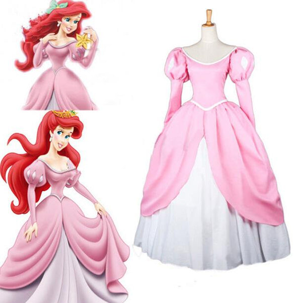 Princess Mermaid Ariel Pink Lovely Dress Cosplay Costume