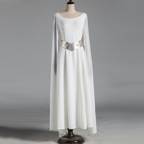 Princess Leia Cosplay Costume Adult Halloween Fancy Costume White Dress For Women