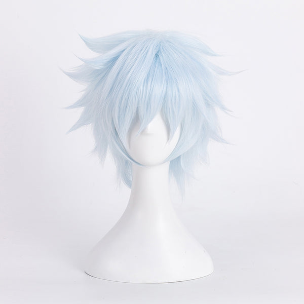BORUTOto NEXT GENERATIONS Mitsukiki Cosplay Wig Short Light Blue Heat Resistant Synthetic Hair Wig + Wig Cap