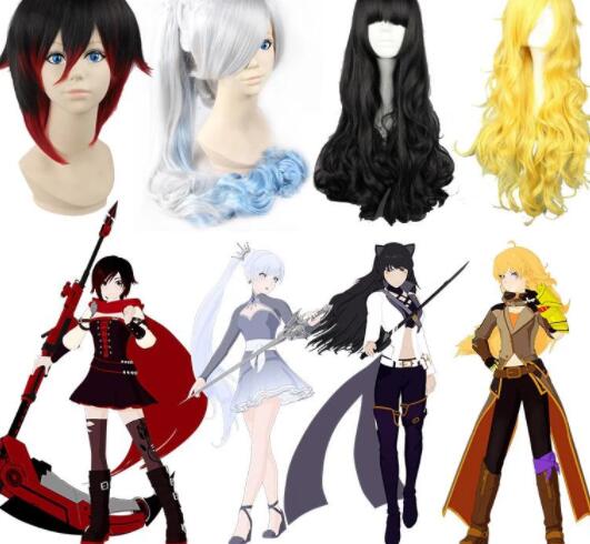 IRWBY Ruby Rose Cosplay Wigs Weiss Schnee Blake Belladonna Yang Xiao Long Wig Red White Black Yellow Cosplay Hair Wig
