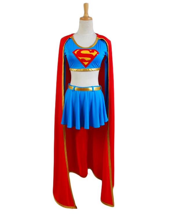 Superheld Supers Mädchen Cosplay Supergirls Kostüm blaues Kleid